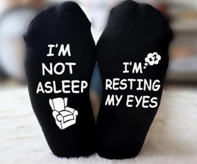 Men's Novelty Crew Socks - I'M NOT ASLEEP, I'M RESTING MY EYES